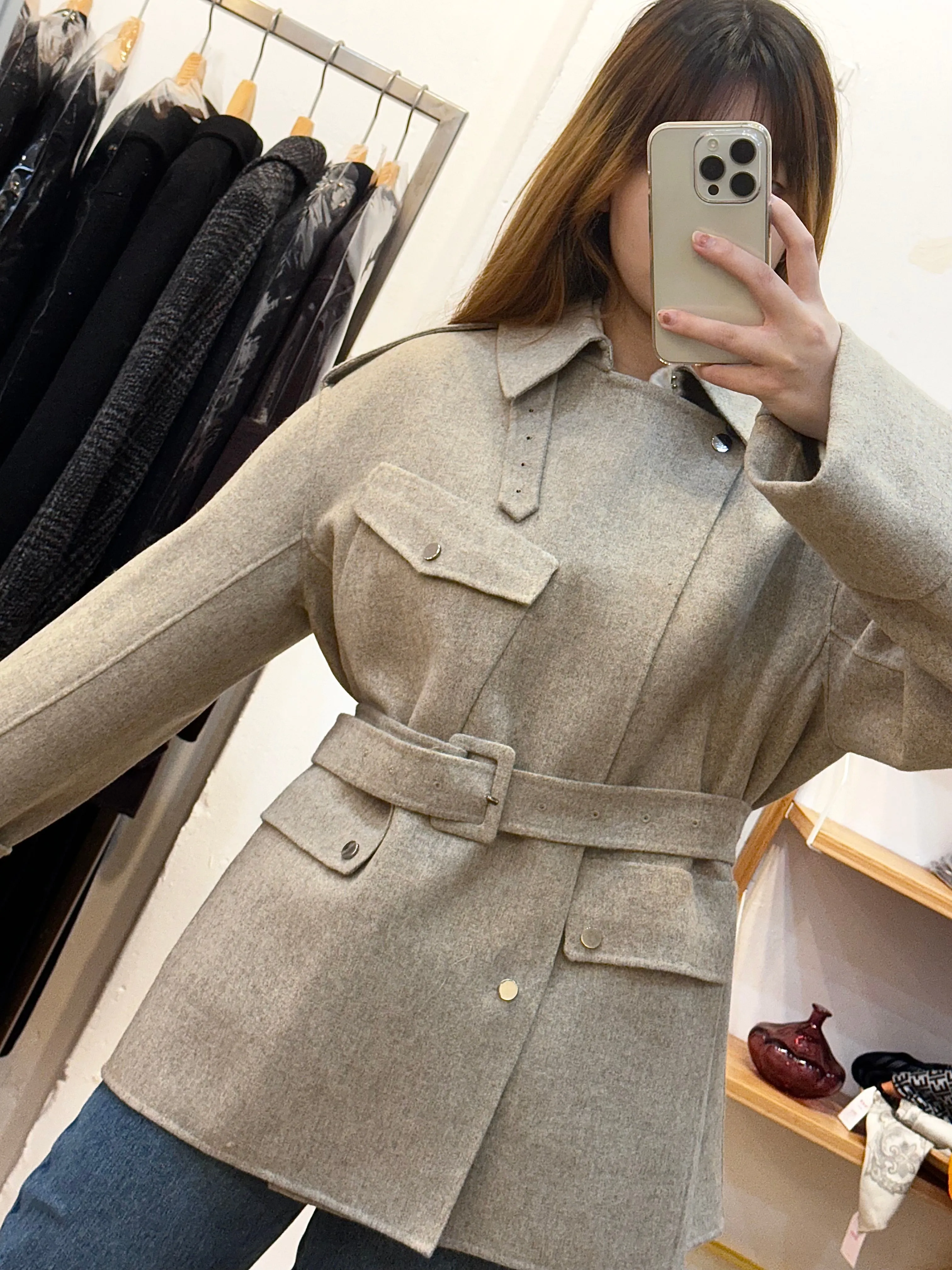 100% Wool Oversize Grey Coat