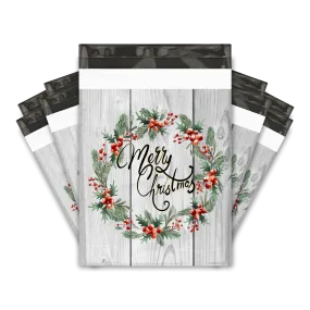 10x13 Christmas Wreath Designer Poly Mailers Shipping Envelopes Premium Printed Bags