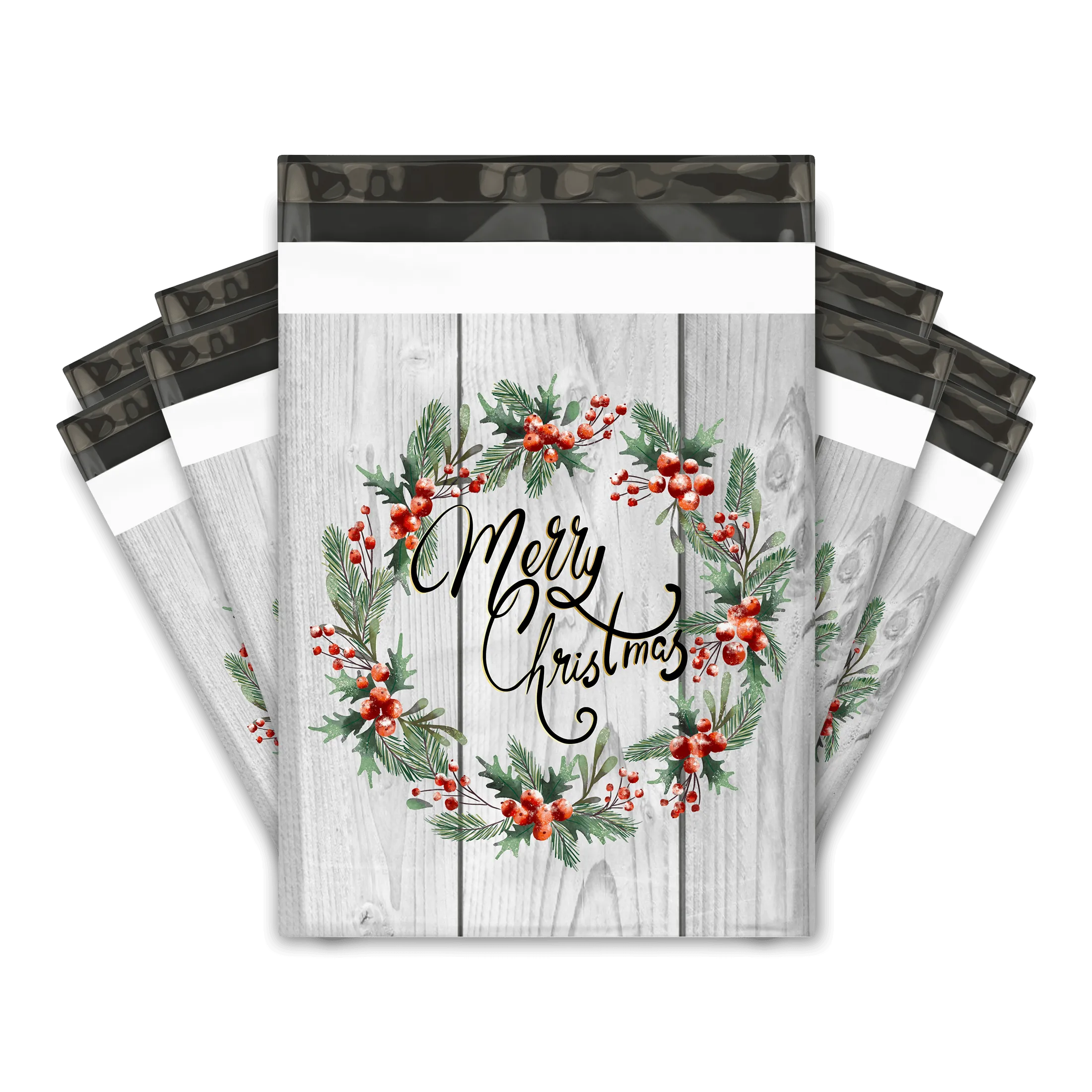 10x13 Christmas Wreath Designer Poly Mailers Shipping Envelopes Premium Printed Bags