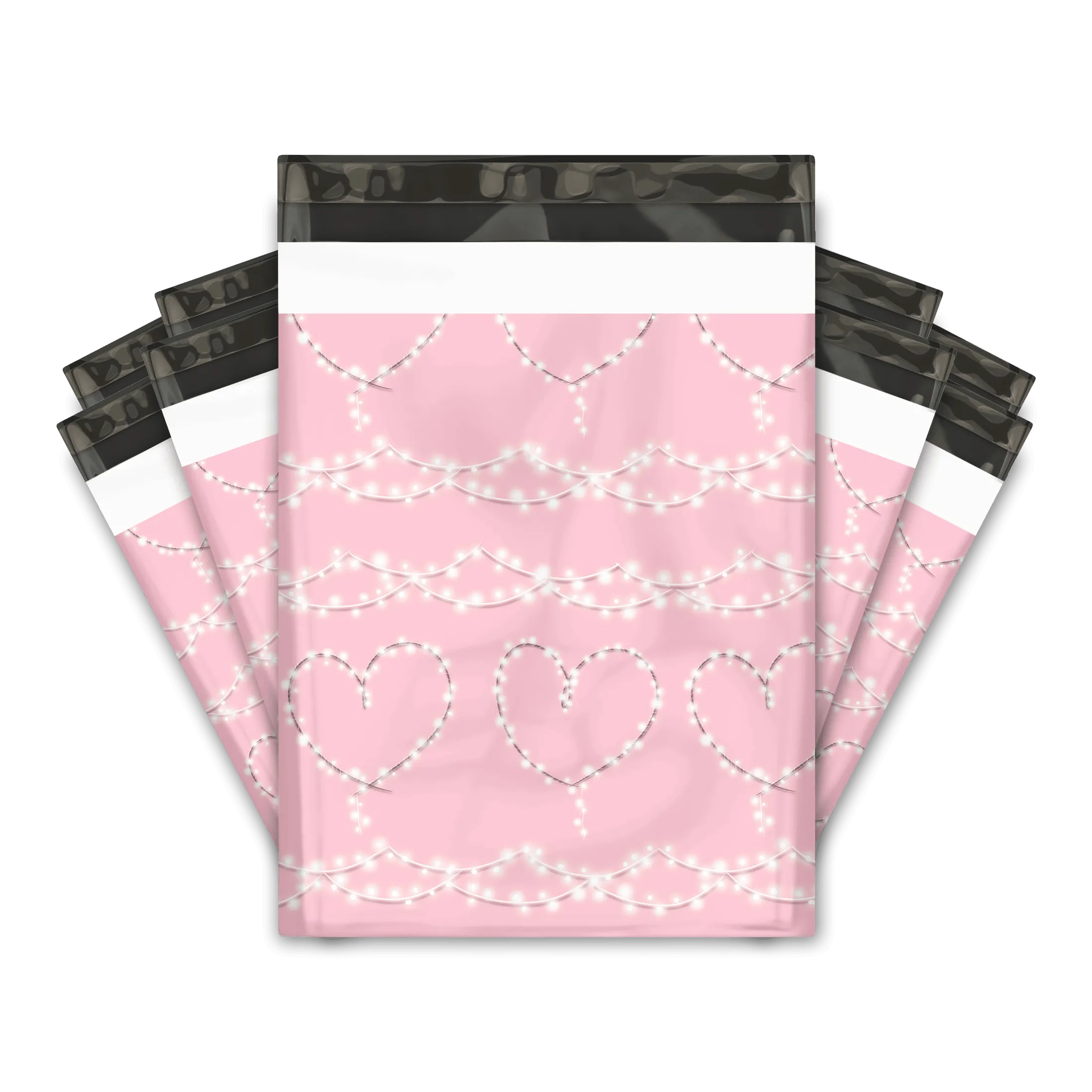 10x13 Heart Lights Designer Poly Mailers Shipping Envelopes Premium Printed Bags