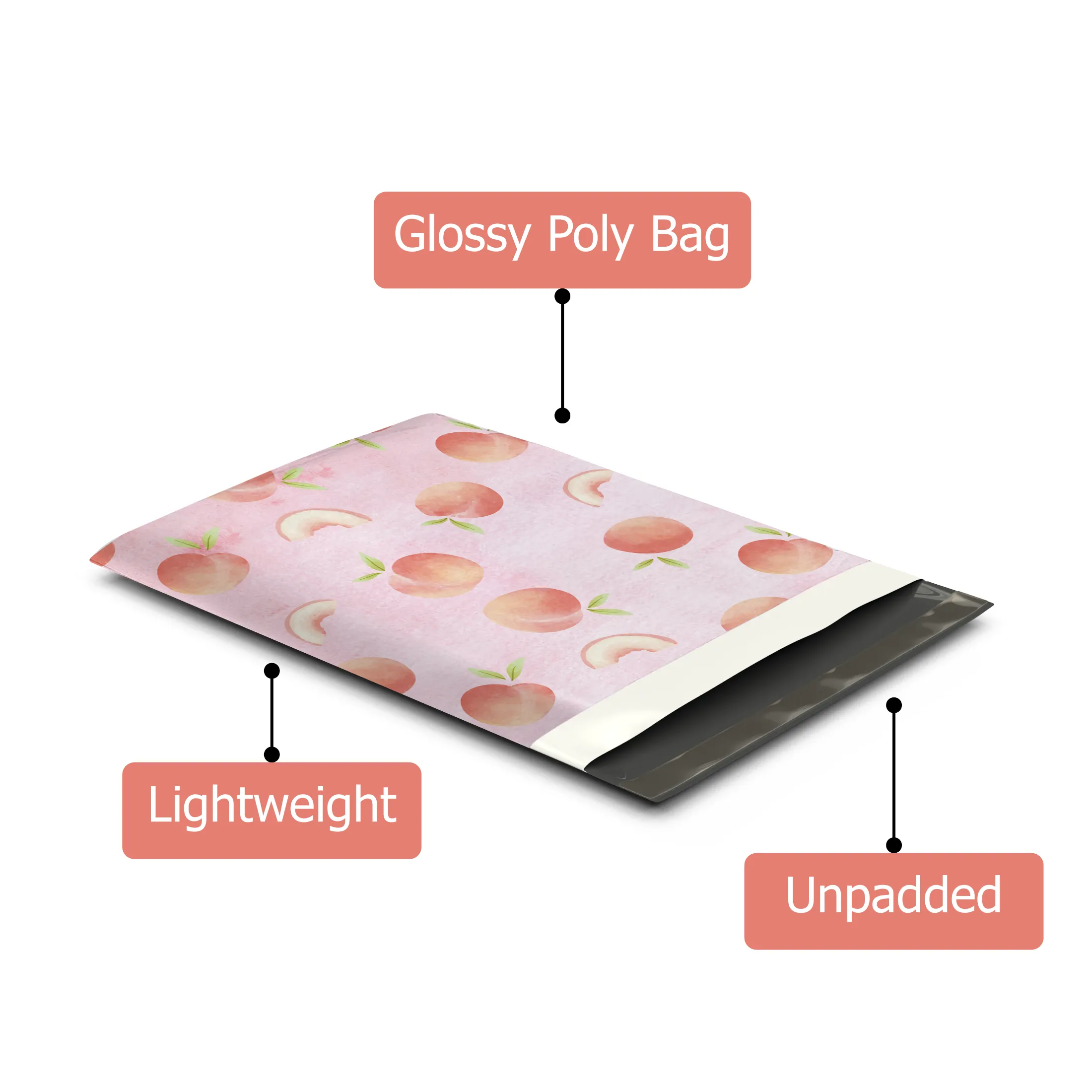 10x13 Peach Designer Poly Mailers Shipping Envelopes Premium Printed Bags