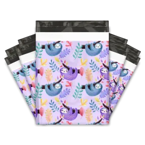 10x13 Purple Sloths Designer Poly Mailers Shipping Envelopes Premium Printed Bags