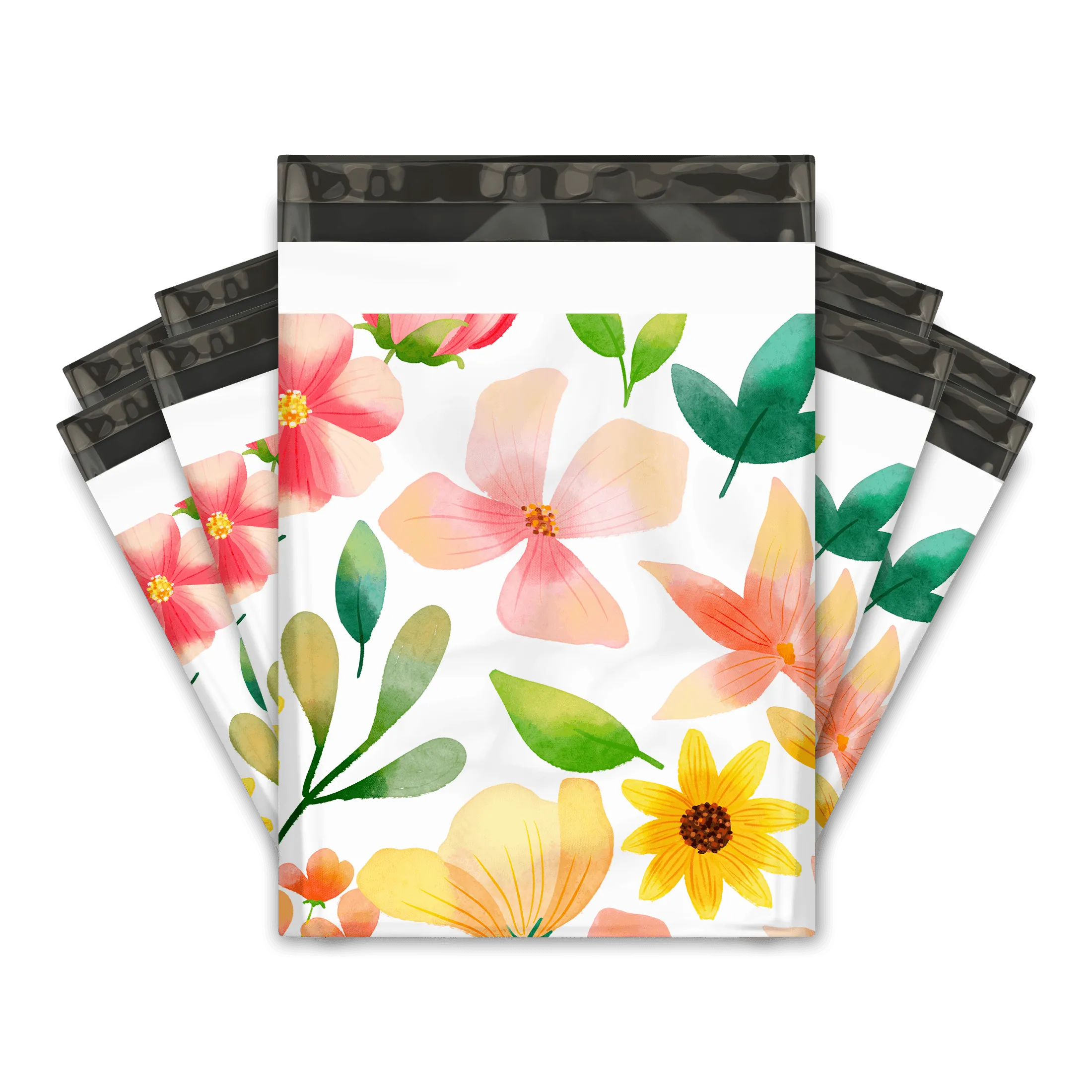 10x13 Watercolor Flowers Designer Poly Mailers Shipping Envelopes Premium Printed Bags