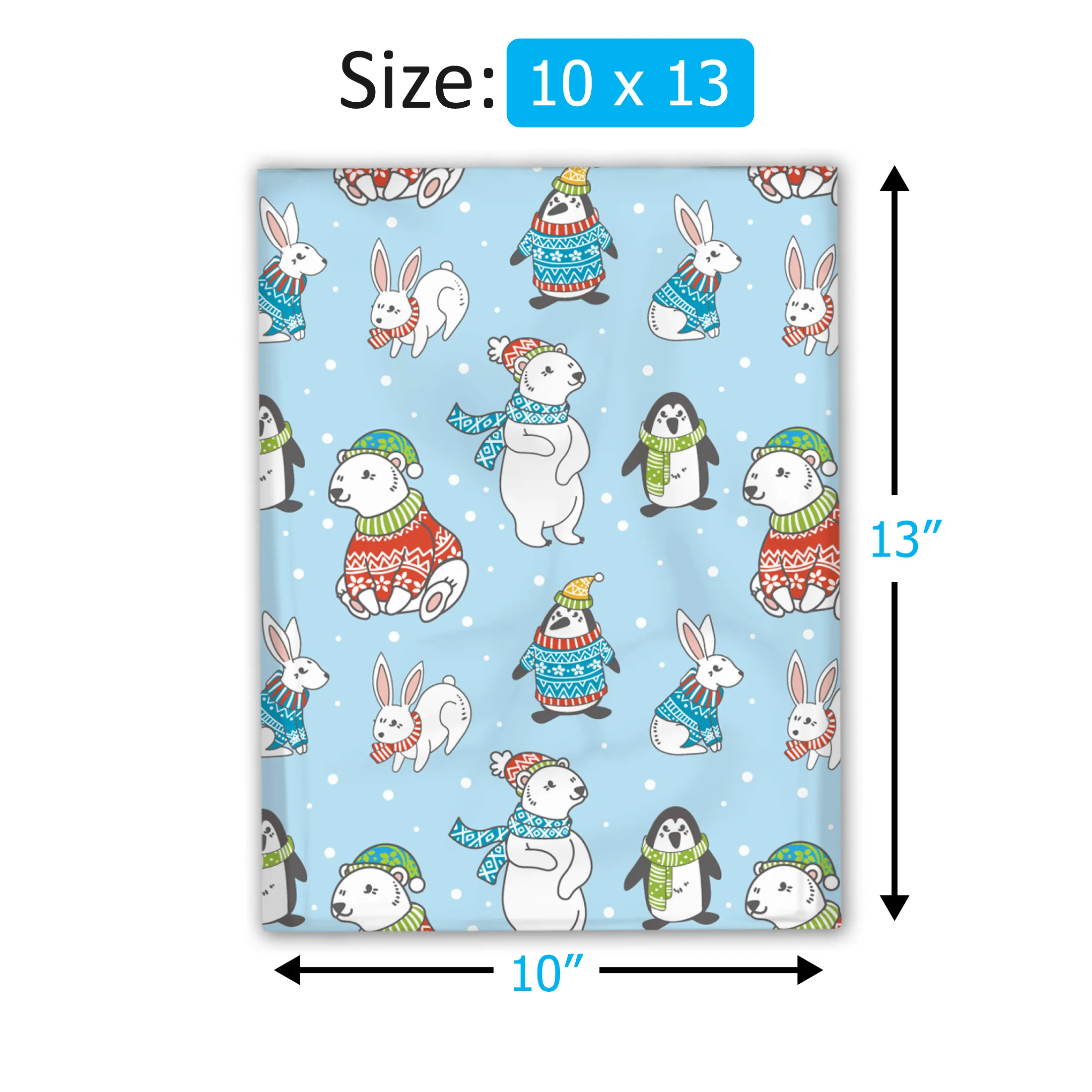 10x13 Winter Animals Designer Poly Mailers Shipping Envelopes Premium Printed Bags