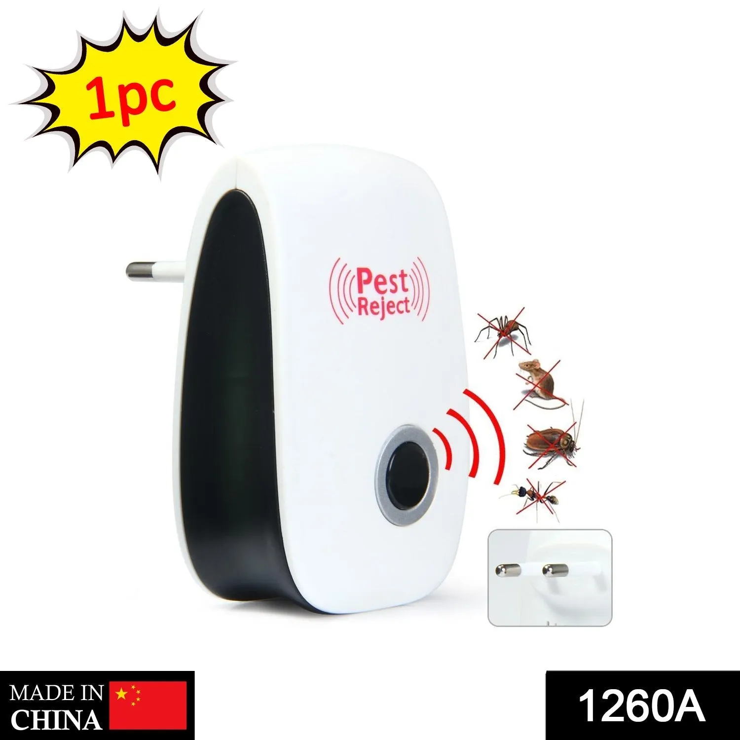 1260A Ultrasonic Pest Repeller to Repel Rats, Cockroach, Mosquito, Home Pest & Rodent