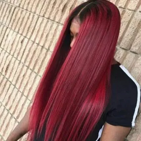 130% Density Burgundy Red Wigs