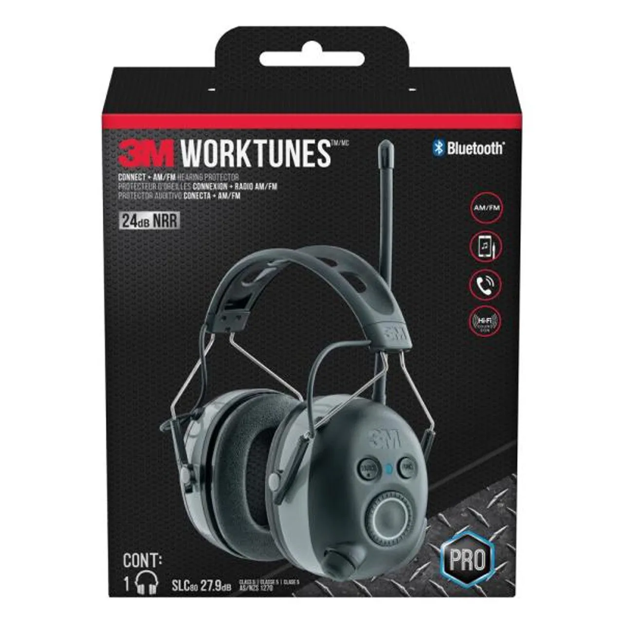 3M Pro Series WorkTunes™ Wireless Bluetooth Earmuff with AM/FM, Call Connect   Streaming (SLC80 27.9dB, Class 5)