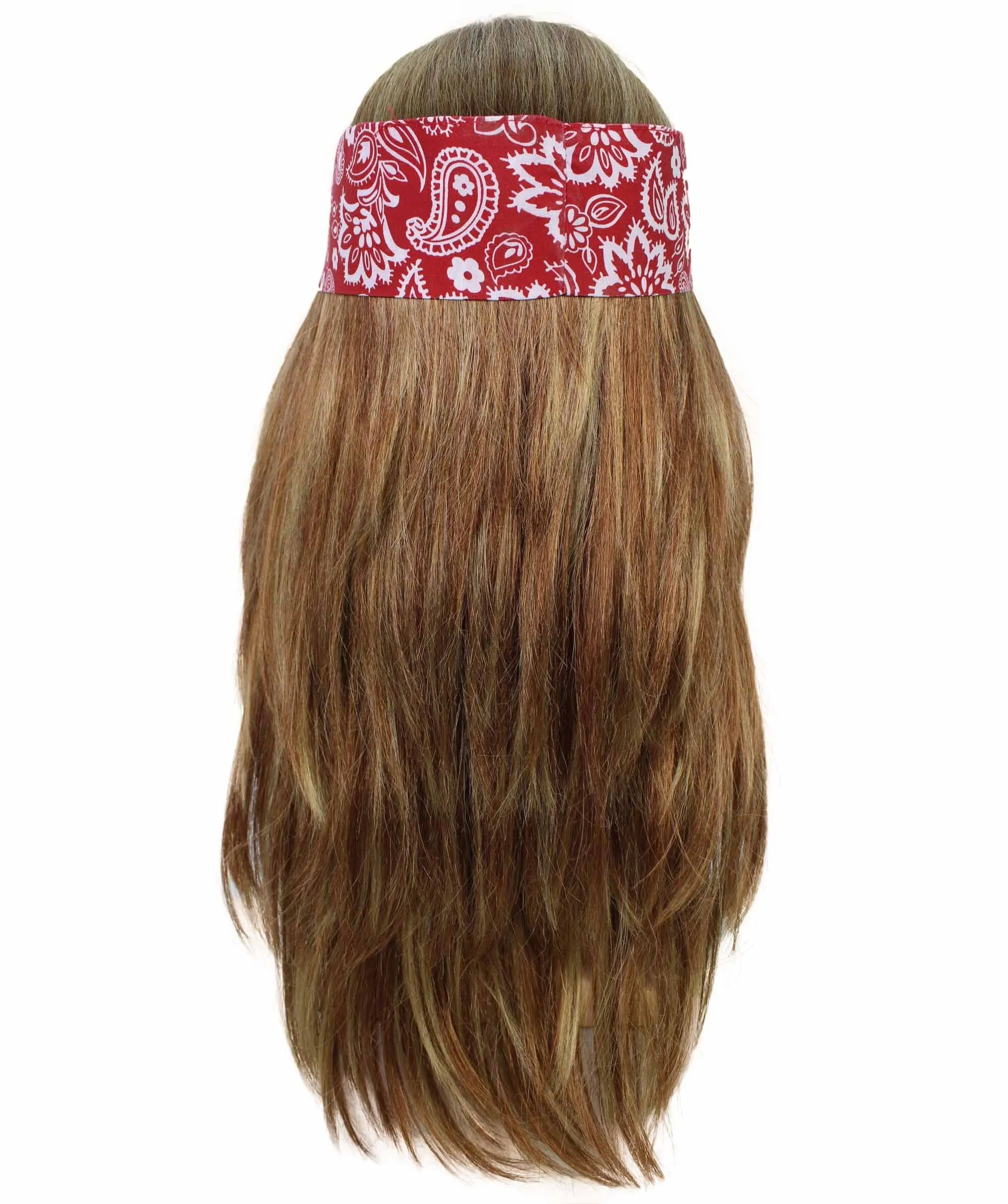 Adult Men’s Roses Hard Rock Heavy Metal Band Lead Singer Wig with Bandanna | Perfect for Halloween | Flame-retardant Synthetic Fiber