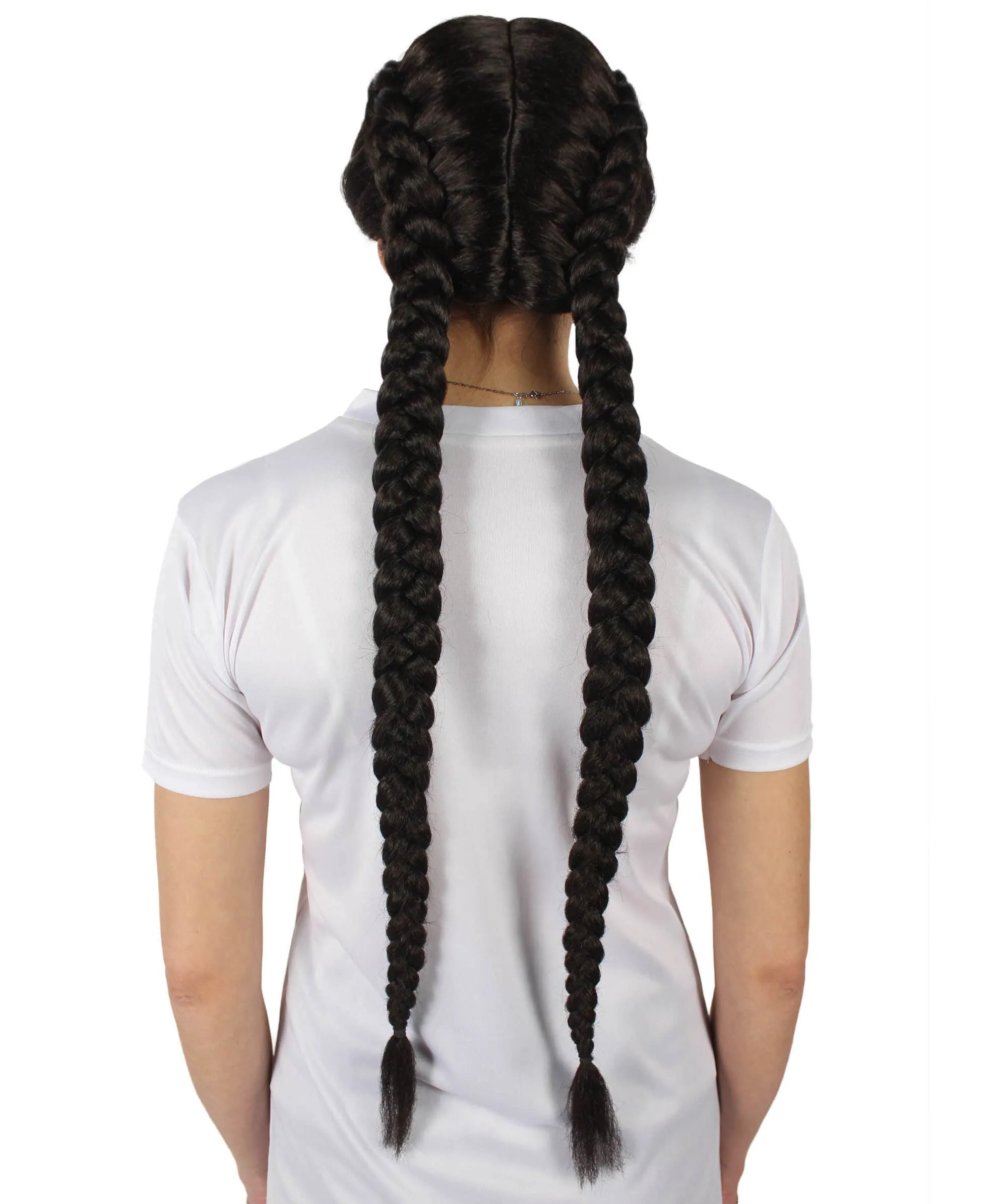 Adult Women’s Black Tomb Raider Braided Pigtail Wig