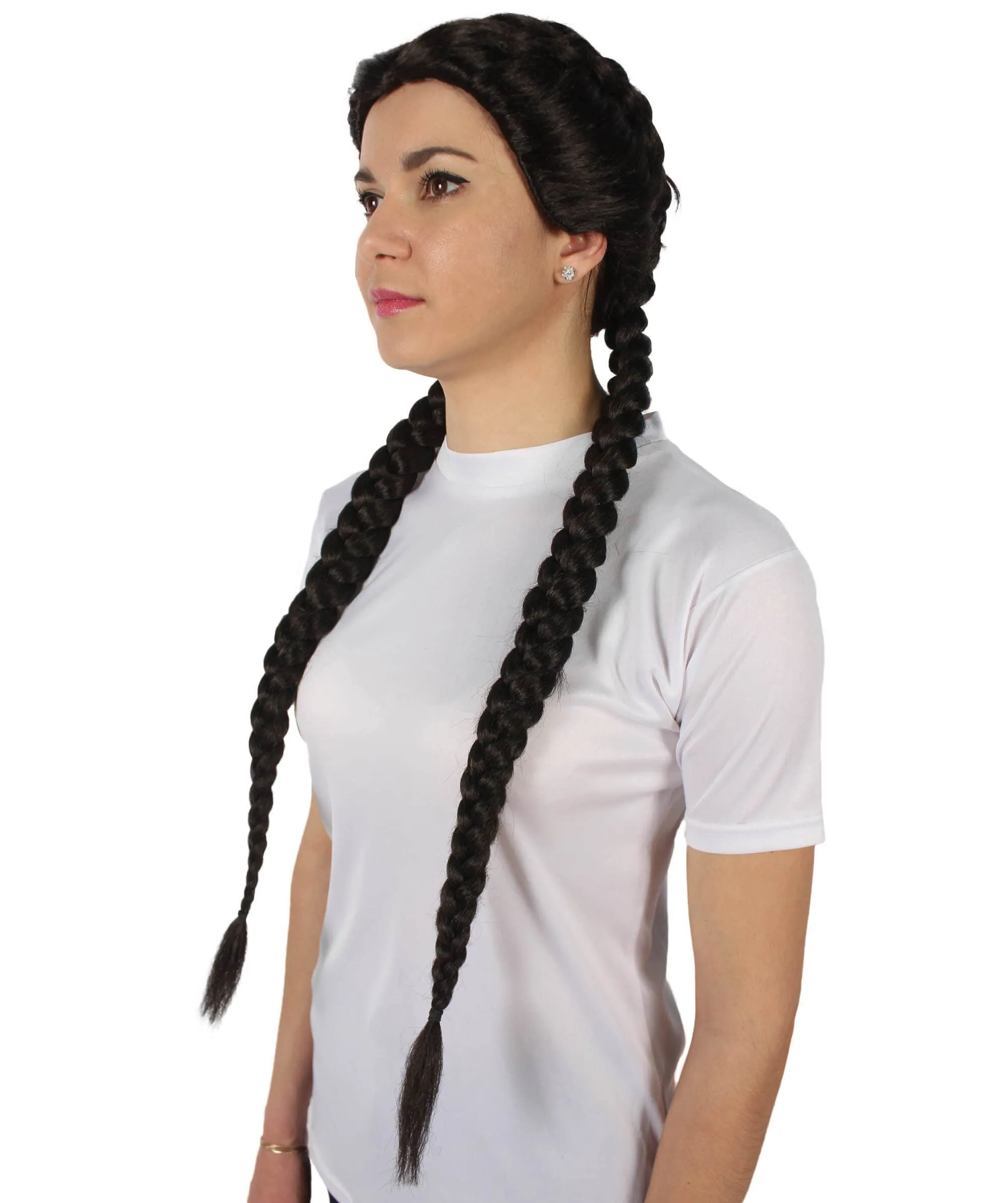 Adult Women’s Black Tomb Raider Braided Pigtail Wig