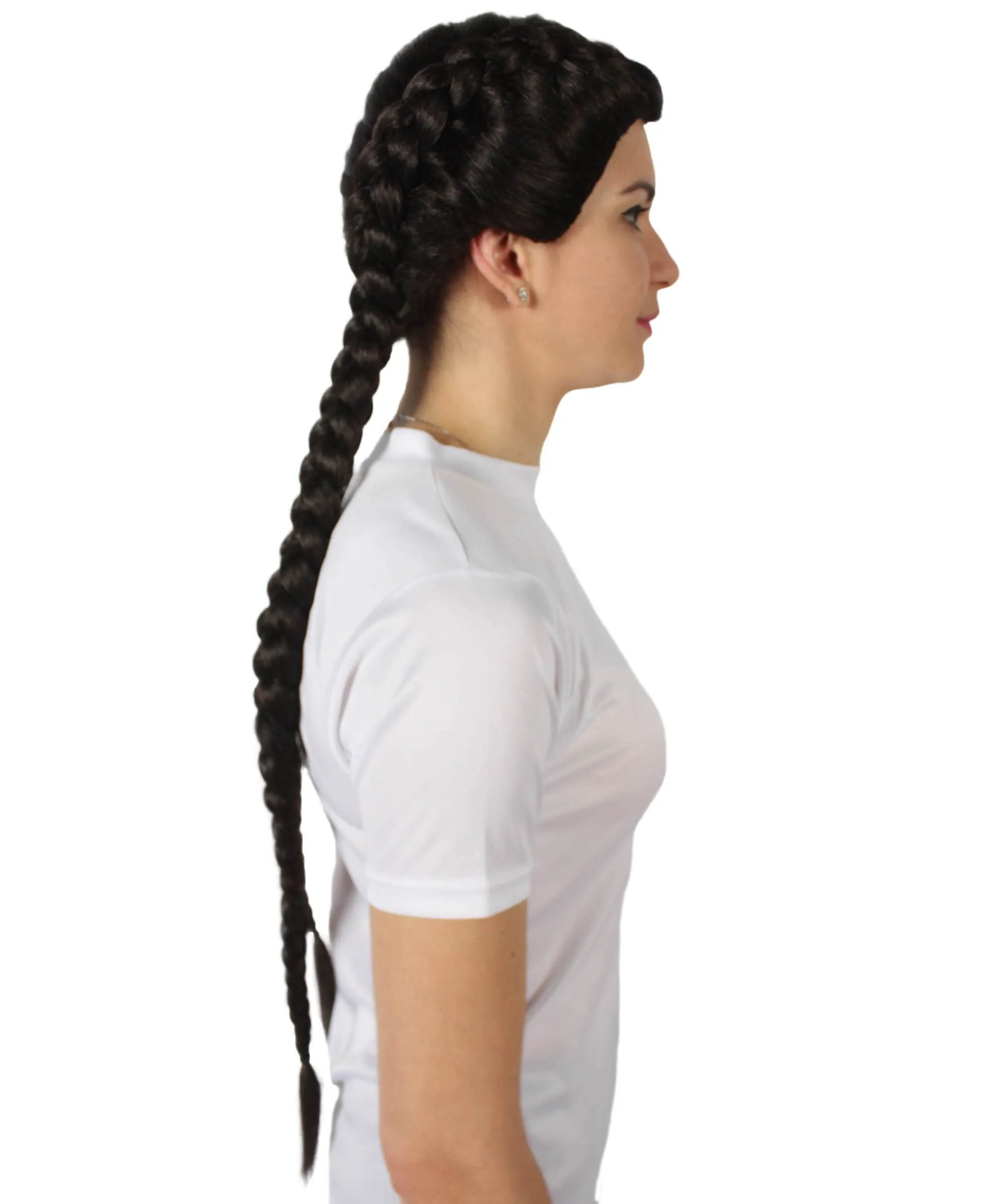 Adult Women’s Black Tomb Raider Braided Pigtail Wig