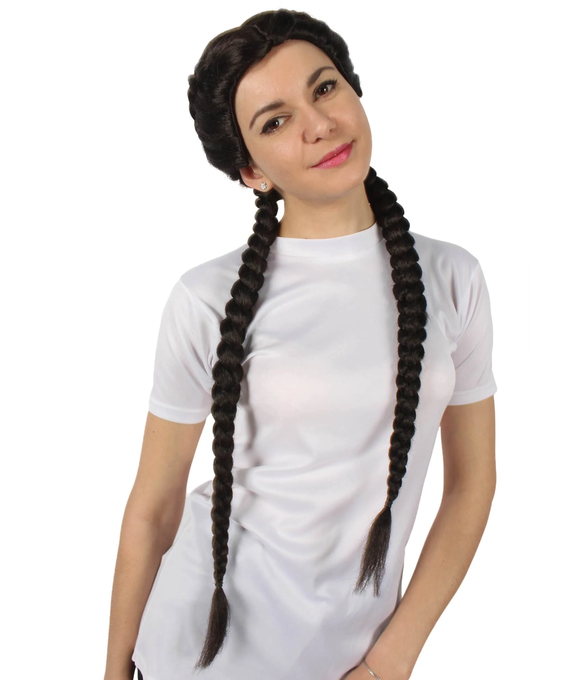 Adult Women’s Black Tomb Raider Braided Pigtail Wig