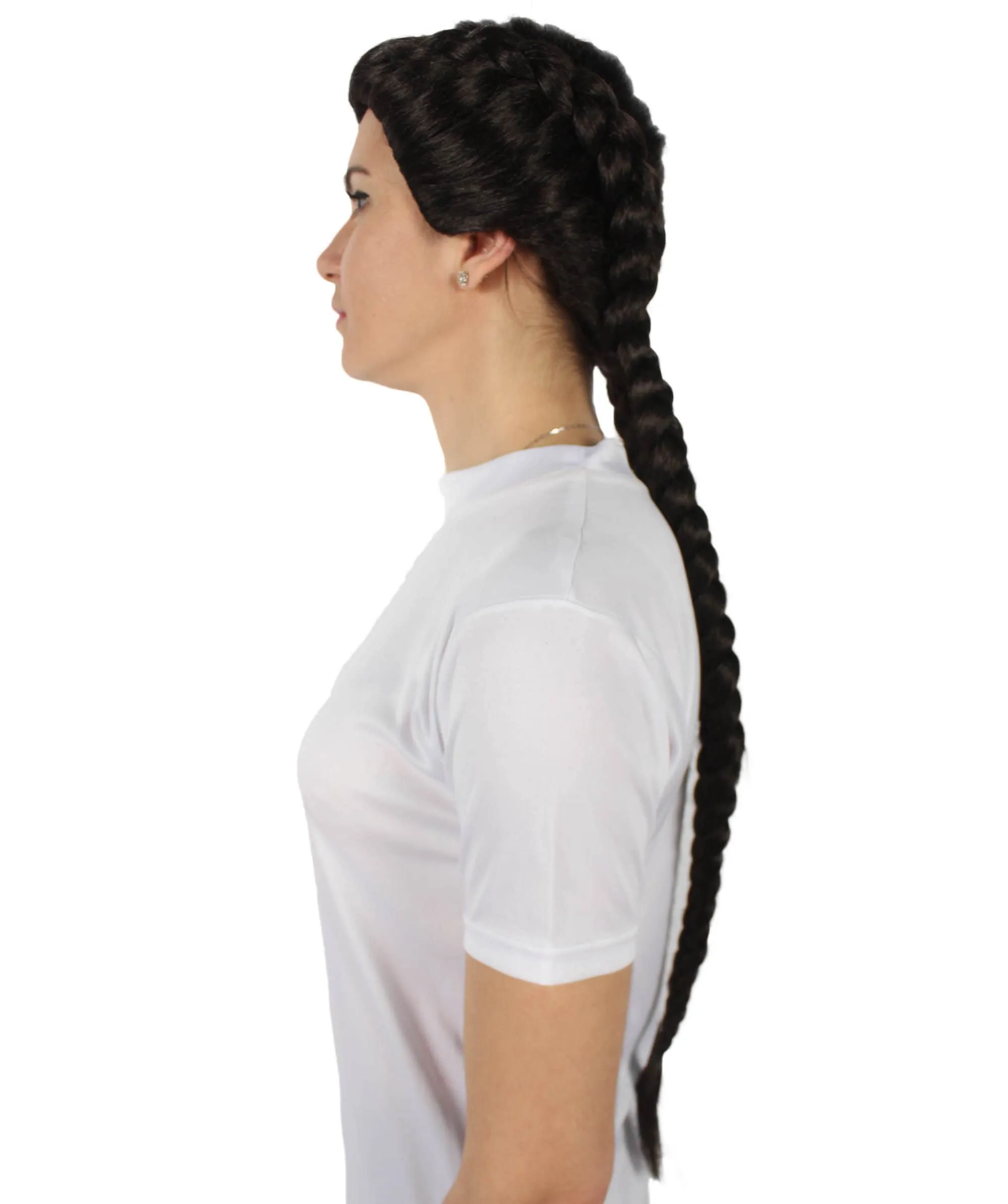 Adult Women’s Black Tomb Raider Braided Pigtail Wig