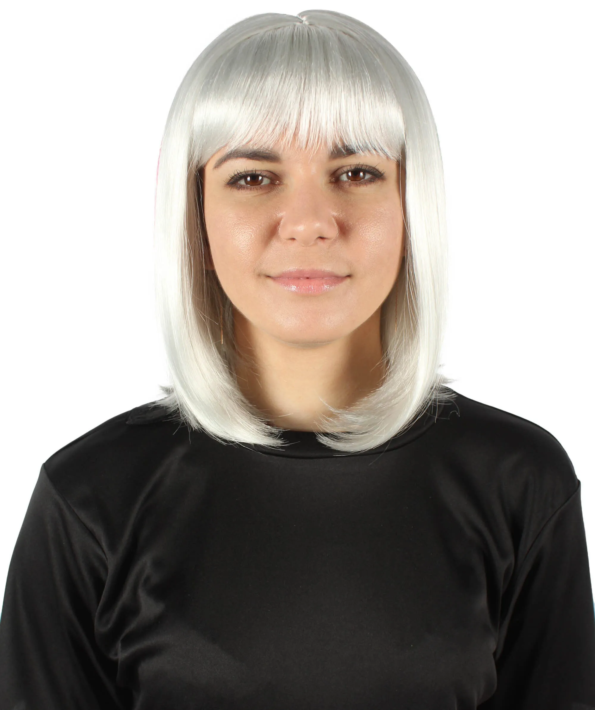 Adult Women’s Flag-themed Medium Length Bob Wig with Bangs for Sporting Events, Multiple Countries Option, Flame-retardant Synthetic Fiber Wigs | HPO