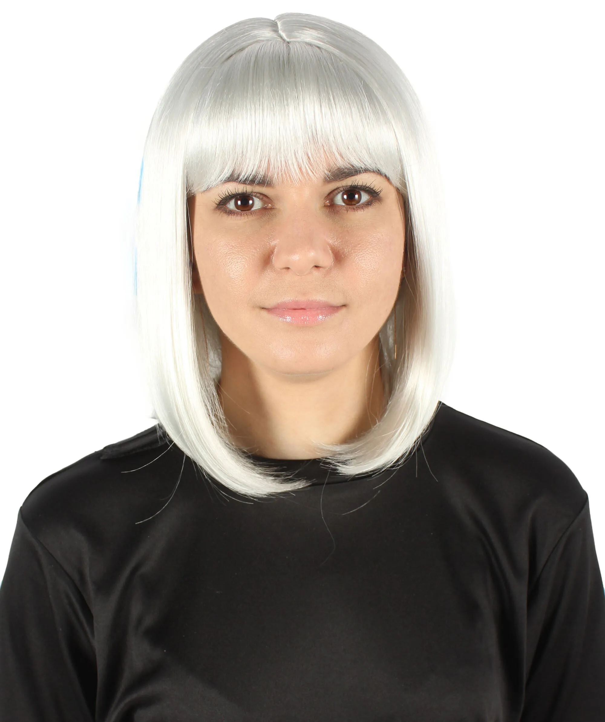 Adult Women’s Flag-themed Medium Length Bob Wig with Bangs for Sporting Events, Multiple Countries Option, Flame-retardant Synthetic Fiber Wigs | HPO