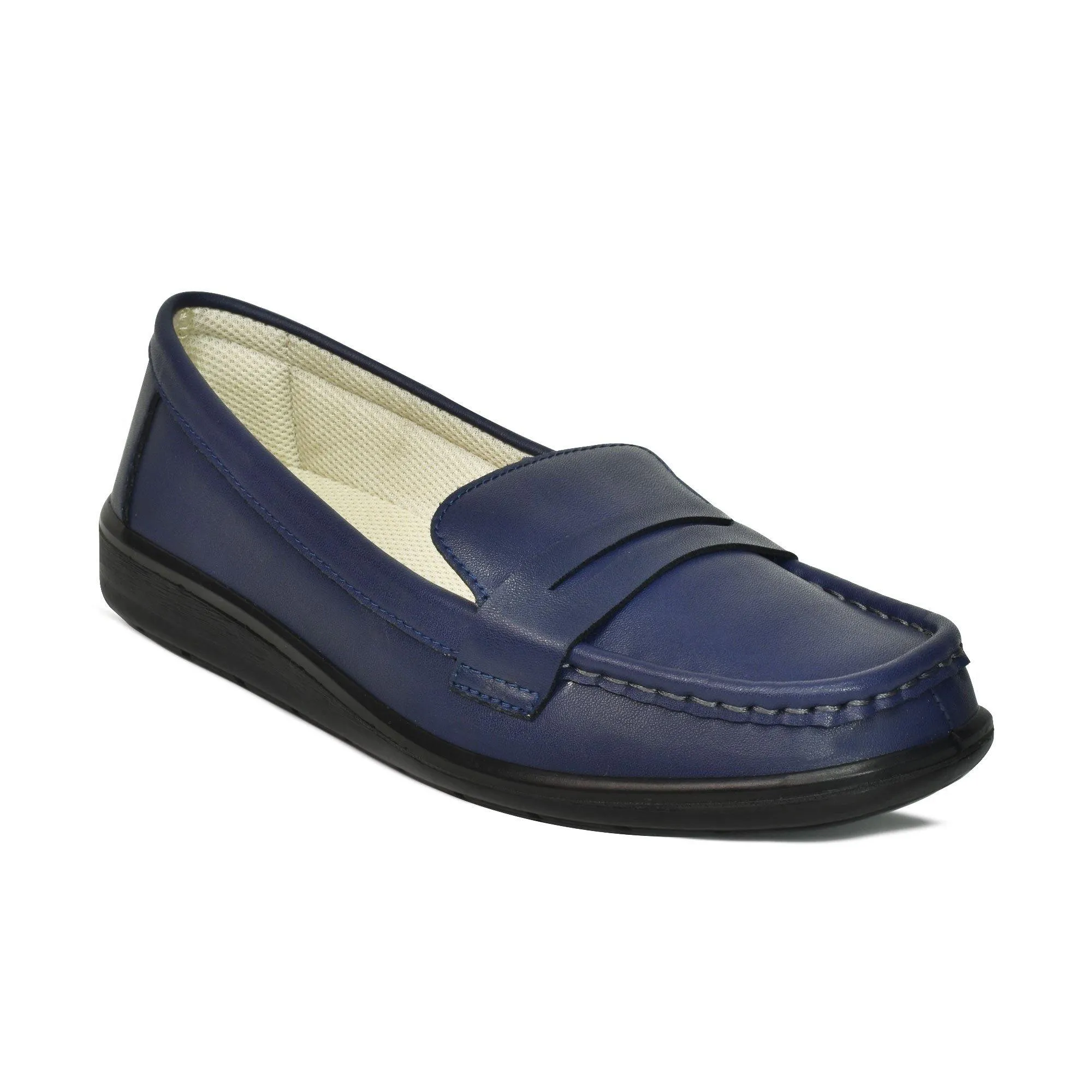 Aerosoft - Walkish CL0813 Classic Fashion Square Toe Flat Walking Womens Loafers And Slip Ons