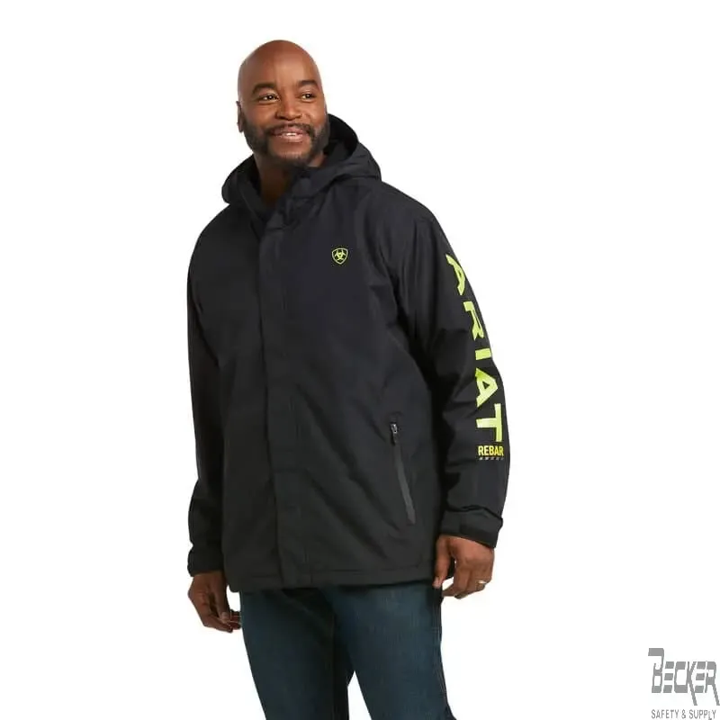 ARIAT - Rebar Stormshell Logo Waterproof Jacket, Black/Lime