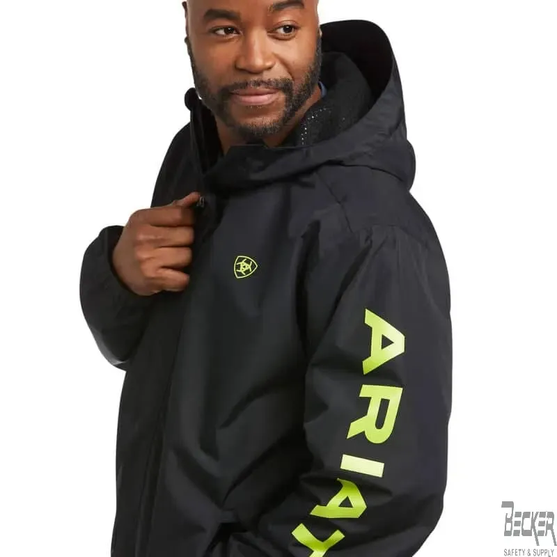 ARIAT - Rebar Stormshell Logo Waterproof Jacket, Black/Lime