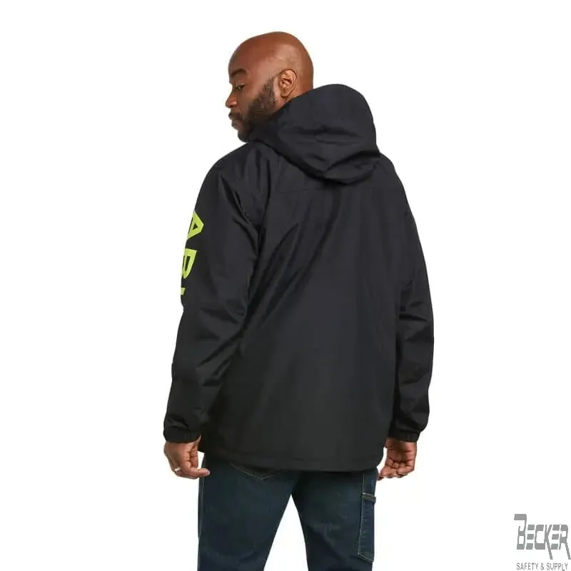 ARIAT - Rebar Stormshell Logo Waterproof Jacket, Black/Lime