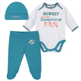 Baby Boys Miami Dolphins 3-Piece Bodysuit, Pant and Cap Set