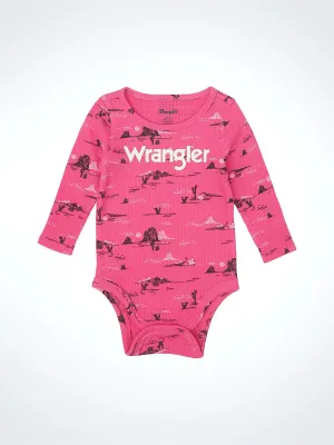 Baby Girl's Wrangler Thermal Pink Dessert Print Onesie