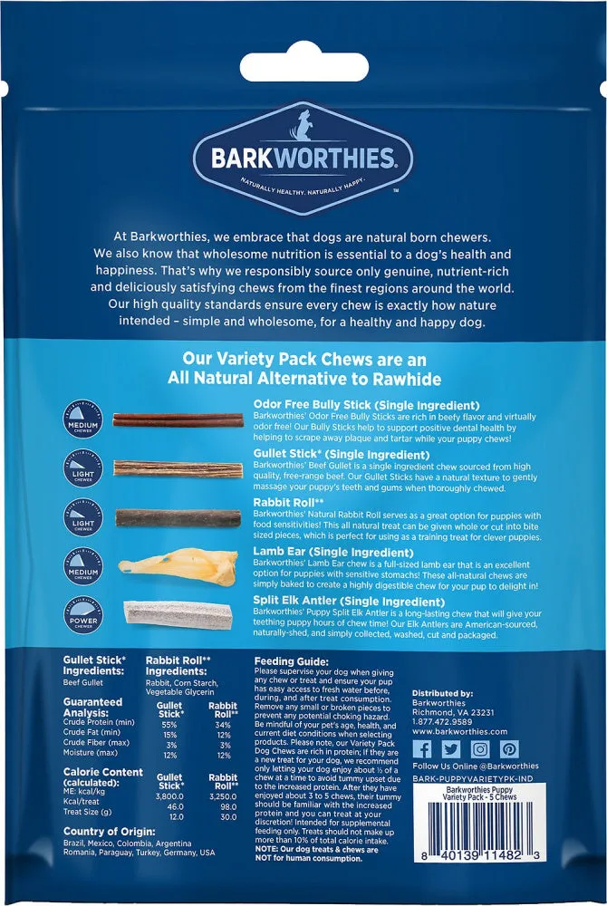 Barkworthies Dog Chew Variety Pack for Puppies & Small Breeds