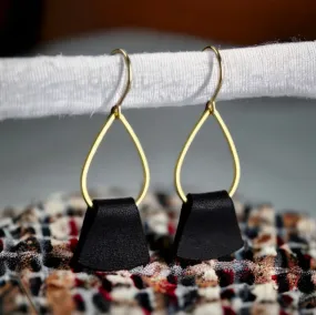 Beautiful Dainty Black Folded Leather Earrings