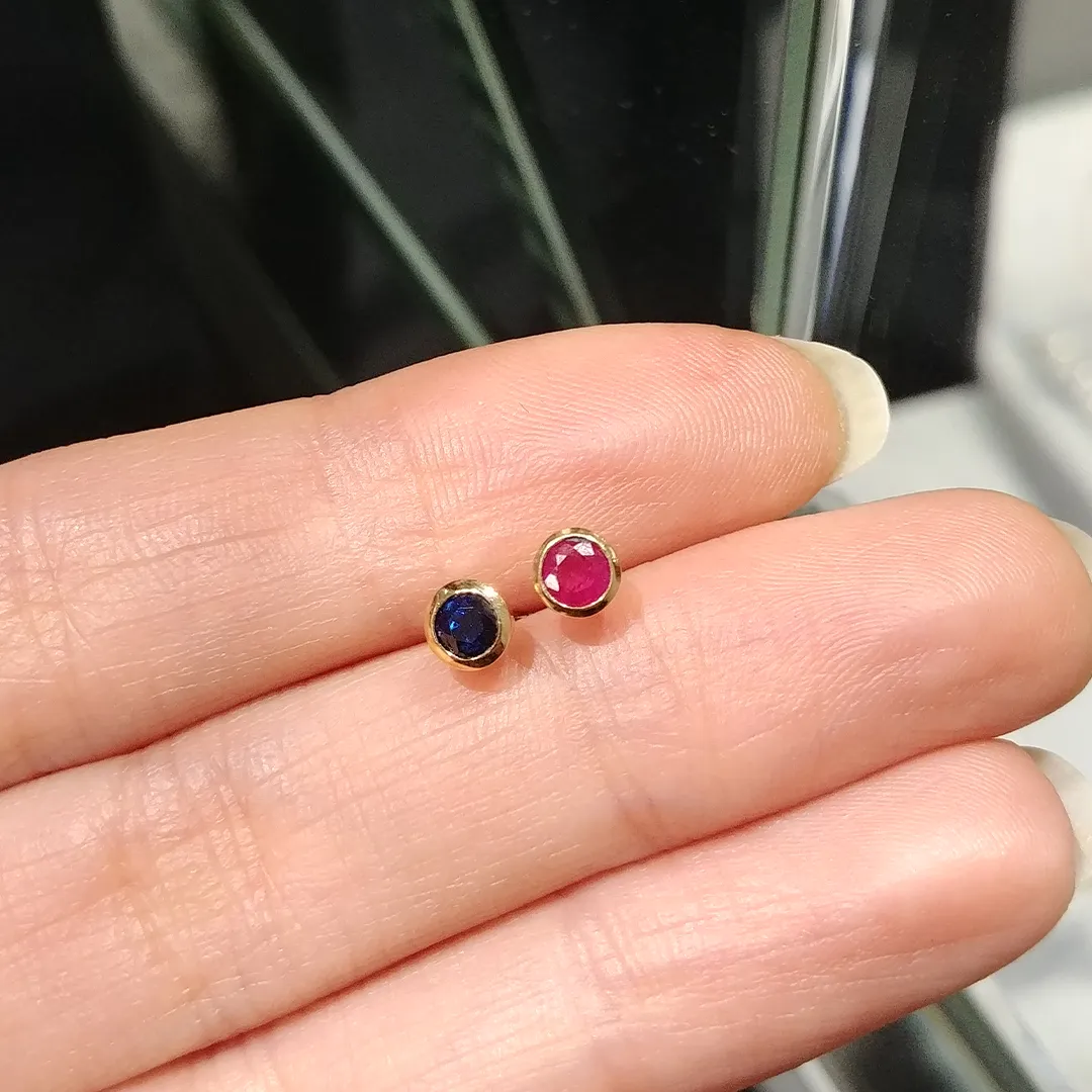 Bezel Set Gemstone Studs