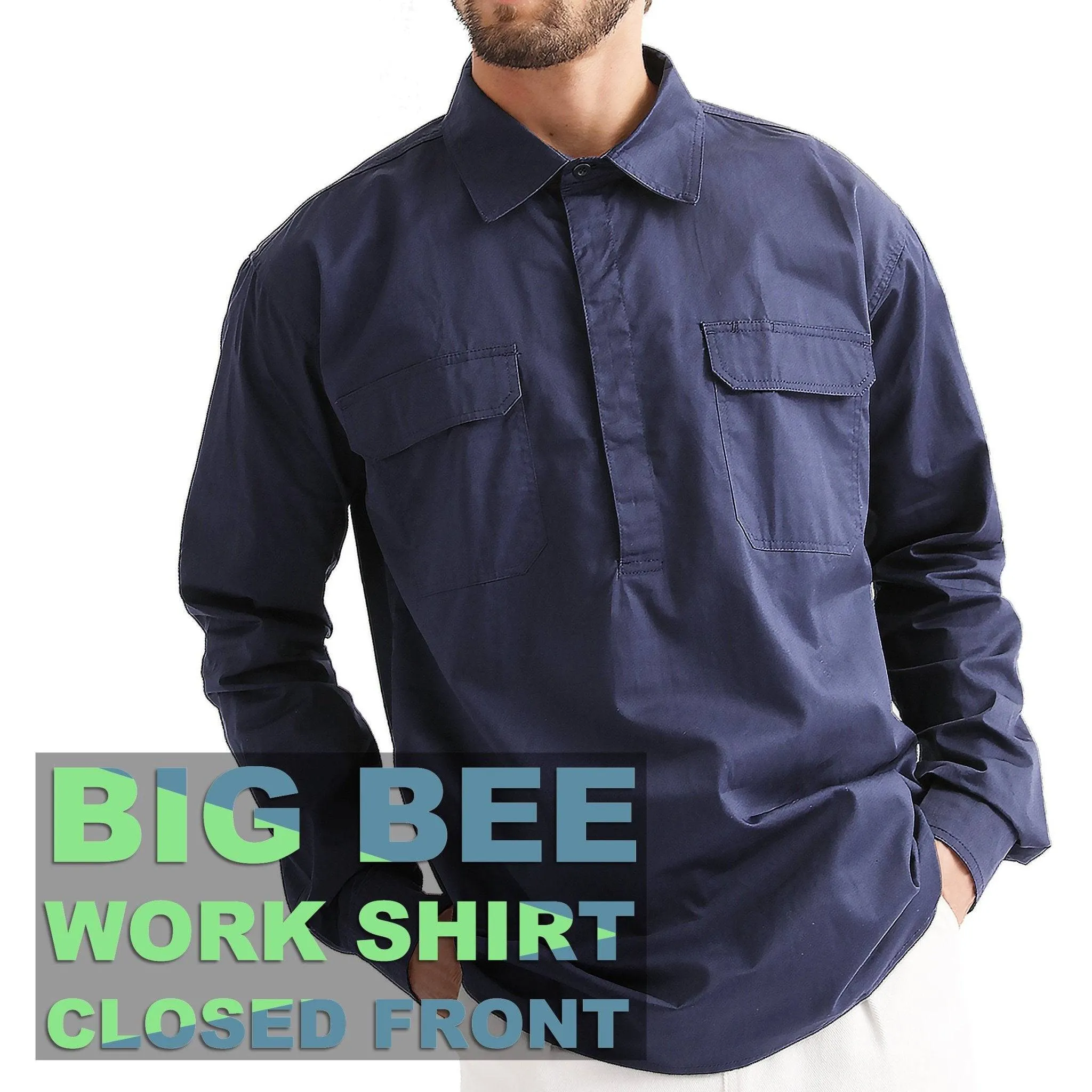 Big Bee CLOSED FRONT Work Shirts, Lightweight Cotton