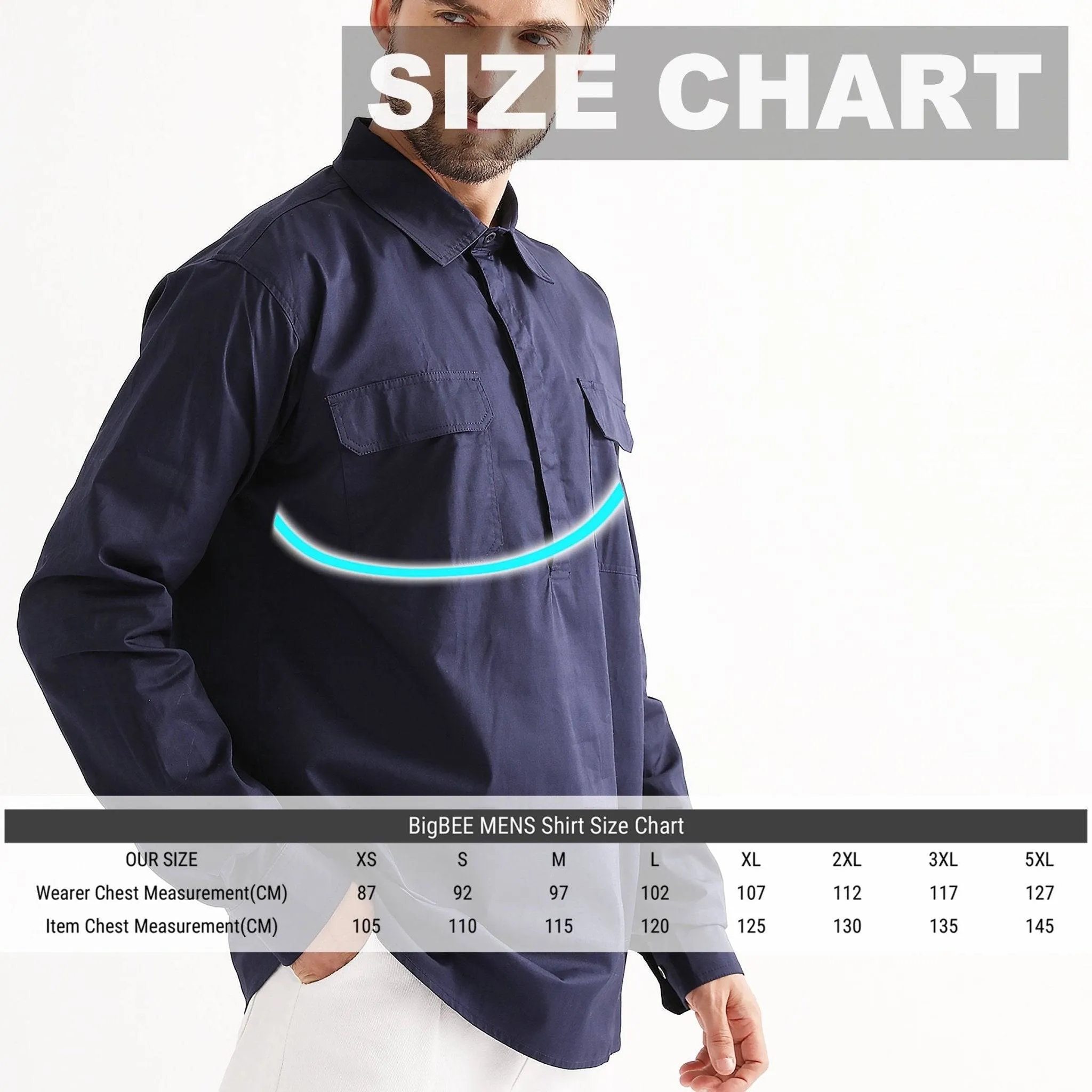 Big Bee CLOSED FRONT Work Shirts, Lightweight Cotton