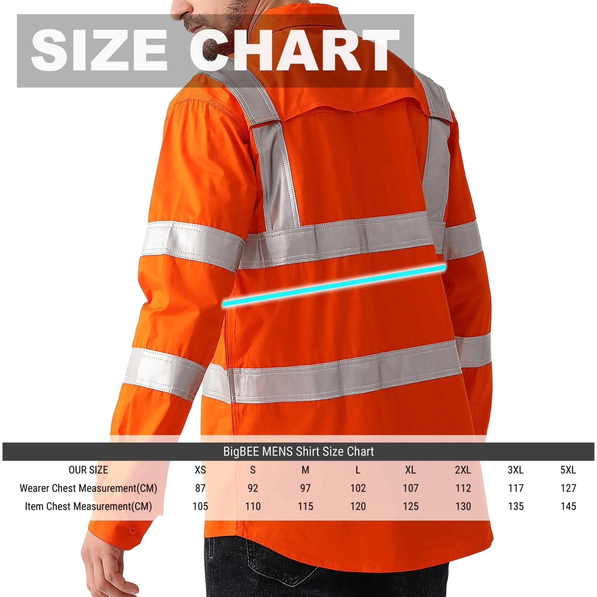 Big Bee Hi-Vis Shirts Orange H Pattern Reflective, VIC Rail Shirt