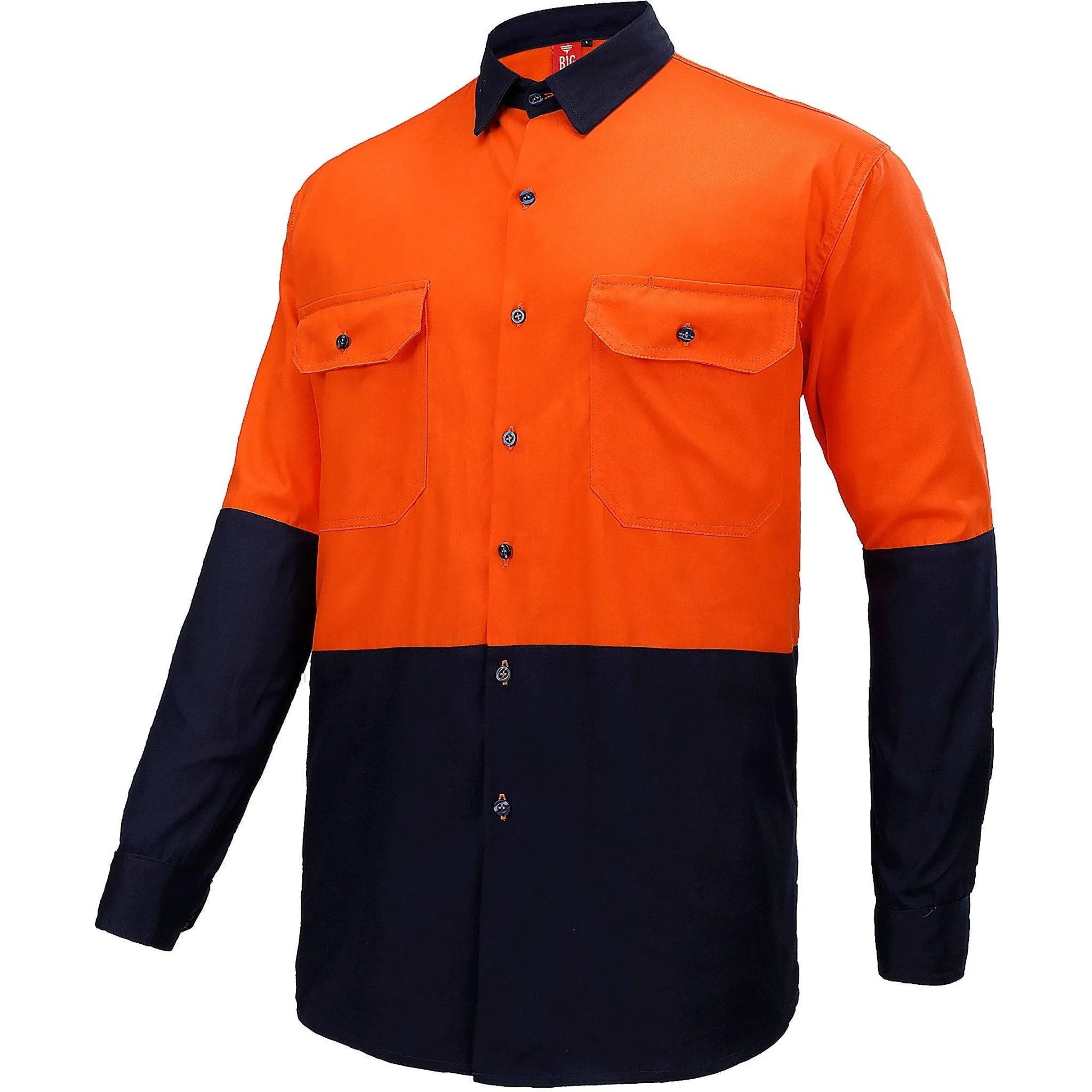 Big Bee Men's Hi Vis Shirts, Long Sleeve Safety Work Top