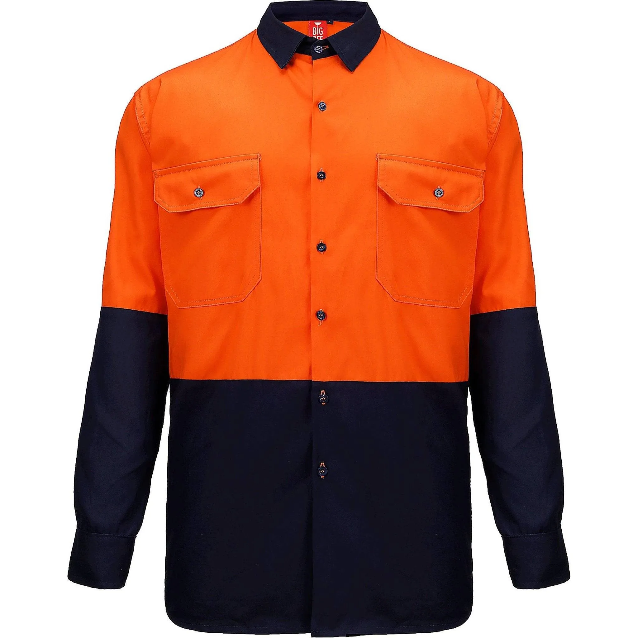 Big Bee Men's Hi Vis Shirts, Long Sleeve Safety Work Top