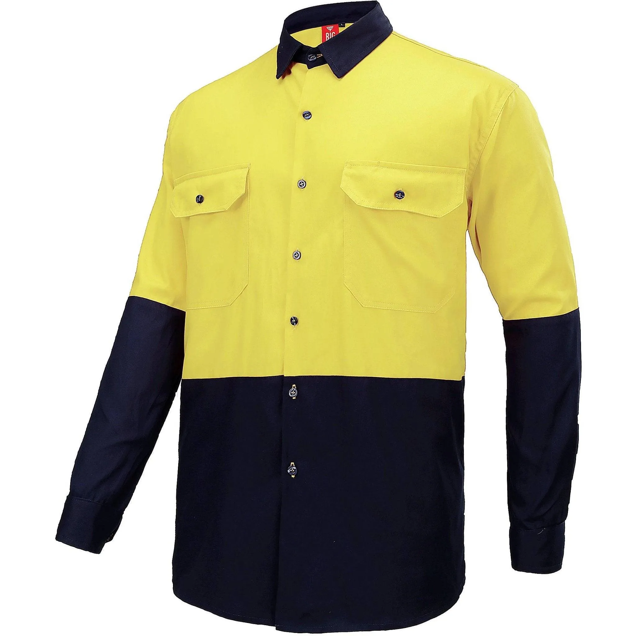 Big Bee Men's Hi Vis Shirts, Long Sleeve Safety Work Top