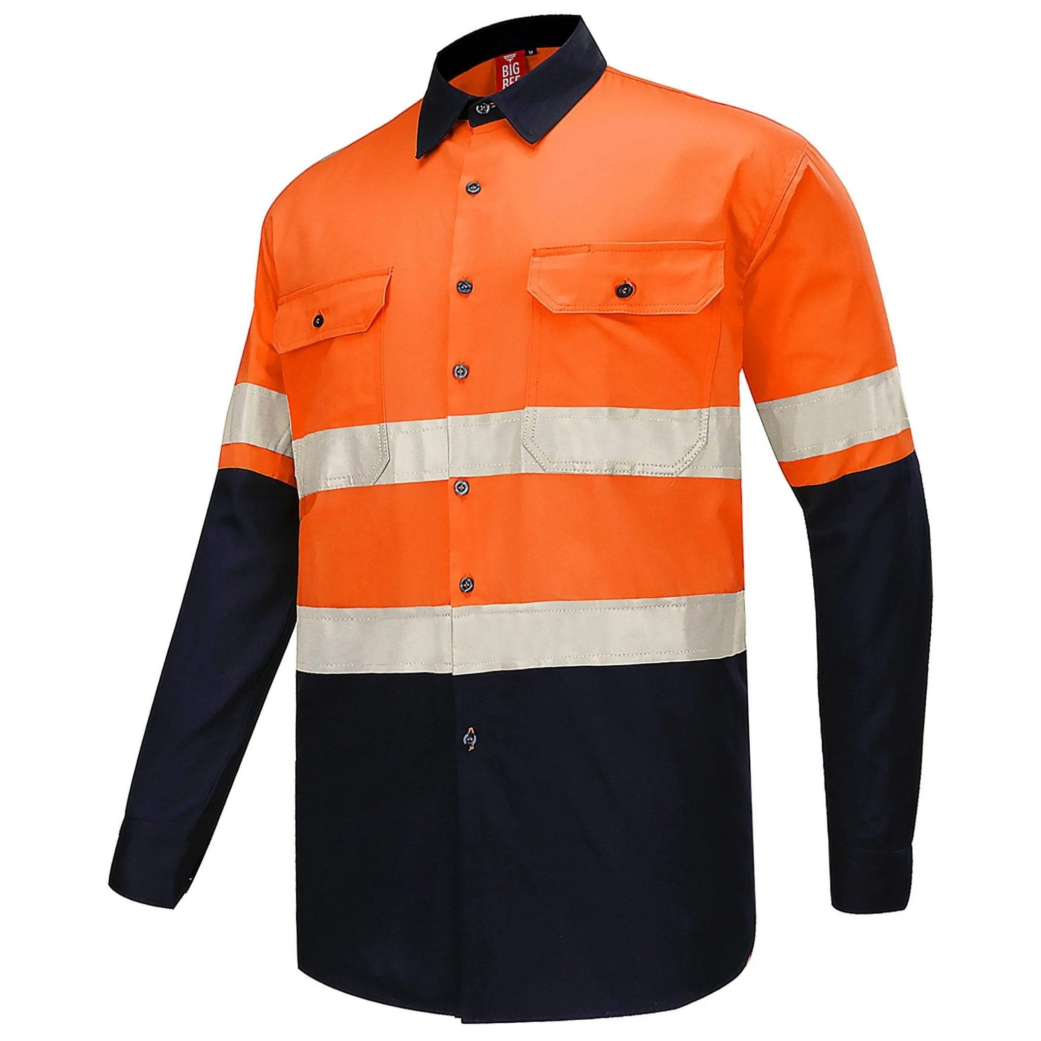 Big Bee Men's Hi Vis Shirts Reflective Tape, Long Sleeve