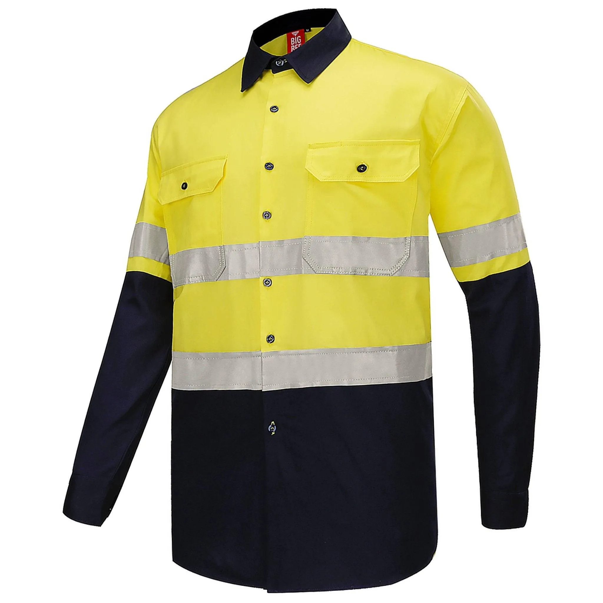 Big Bee Men's Hi Vis Shirts Reflective Tape, Long Sleeve