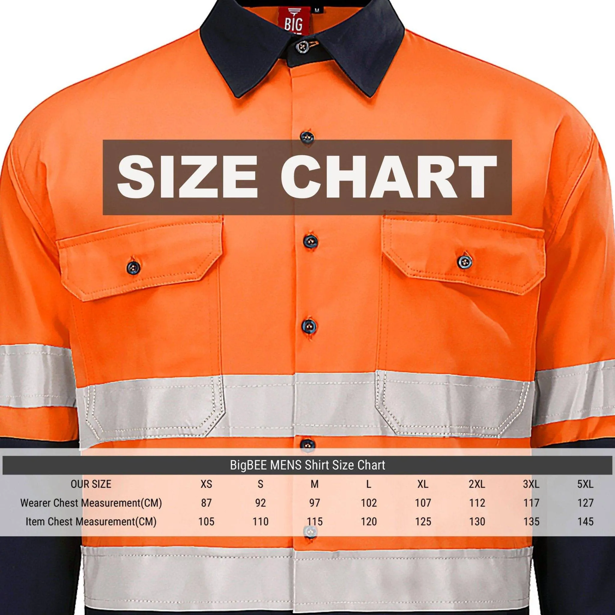 Big Bee Men's Hi Vis Shirts Reflective Tape, Long Sleeve