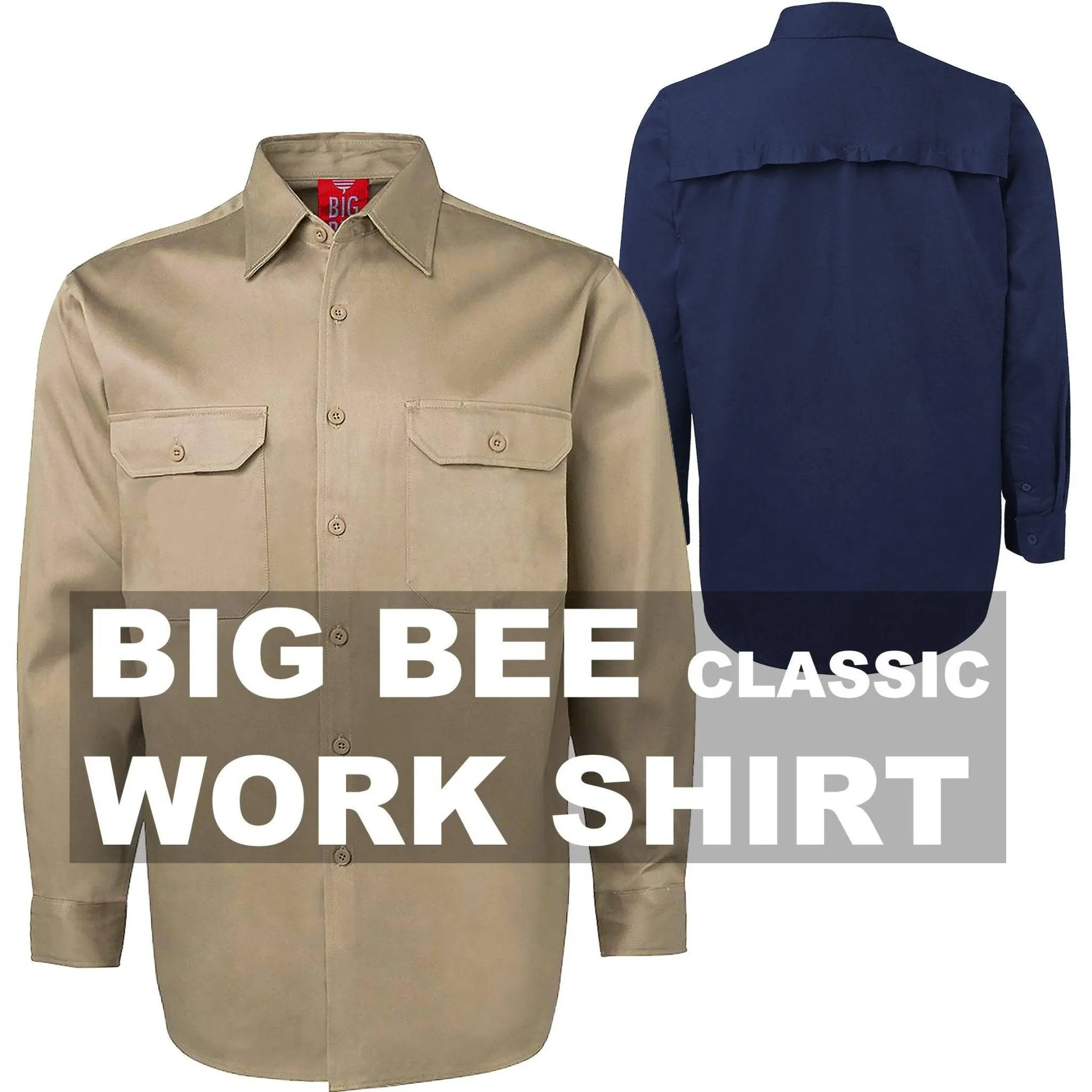 Big BEE Men's Work Shirt, Cotton Drill Traditional Workwear