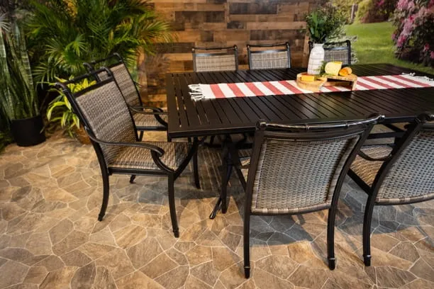 BIMINI 11 PIECE DINING SET - 60" x 93" Stone Harbor Dining Table and 10 Chairs