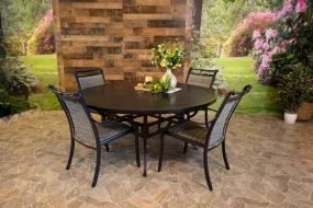 BIMINI 5 PIECE DINING SET - 66" Round Stone Harbor Dining Table and 4 Chairs