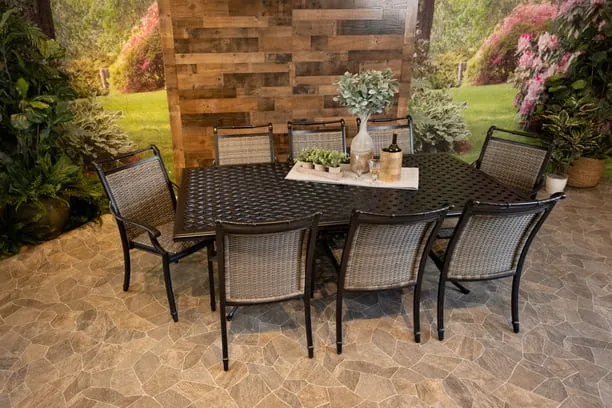 BIMINI 9 PIECE DINING SET - 60" x 84" Weave Dining Table and 8 Chairs