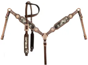 Black & White Hair on Hide One Ear Headstall Set