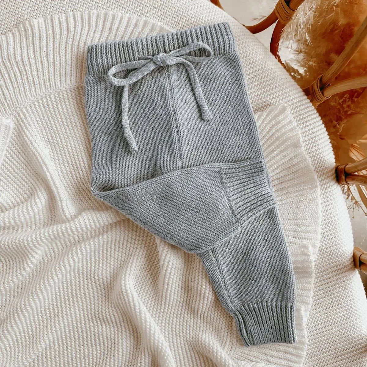 Blossom & Pear Mini Knit Pants - Powder Blue