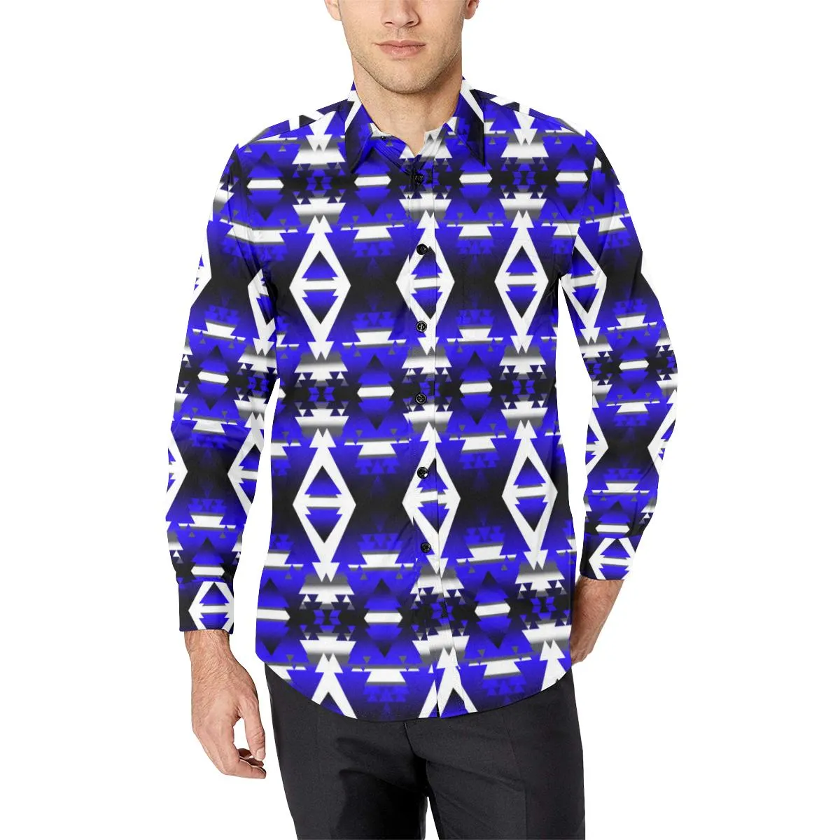 Blue Winter Camp Dress Shirt