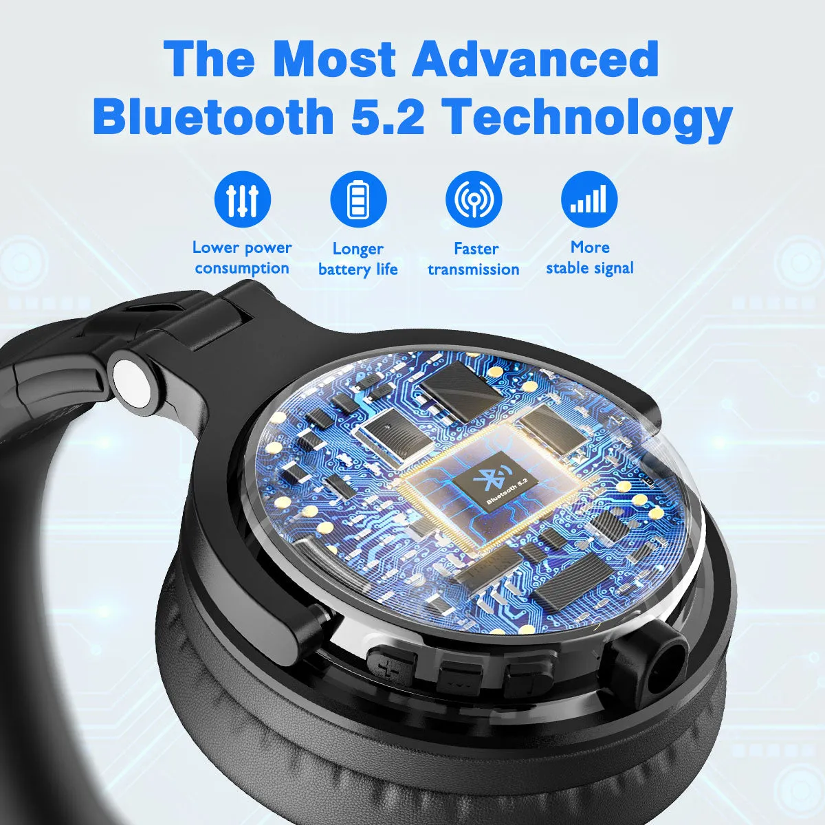 Bluetooth Wireless Headphones With Microphone 80Hrs Foldable Over Ear Bluetooth 5.2 Headset For Mobile Phone PC Sports