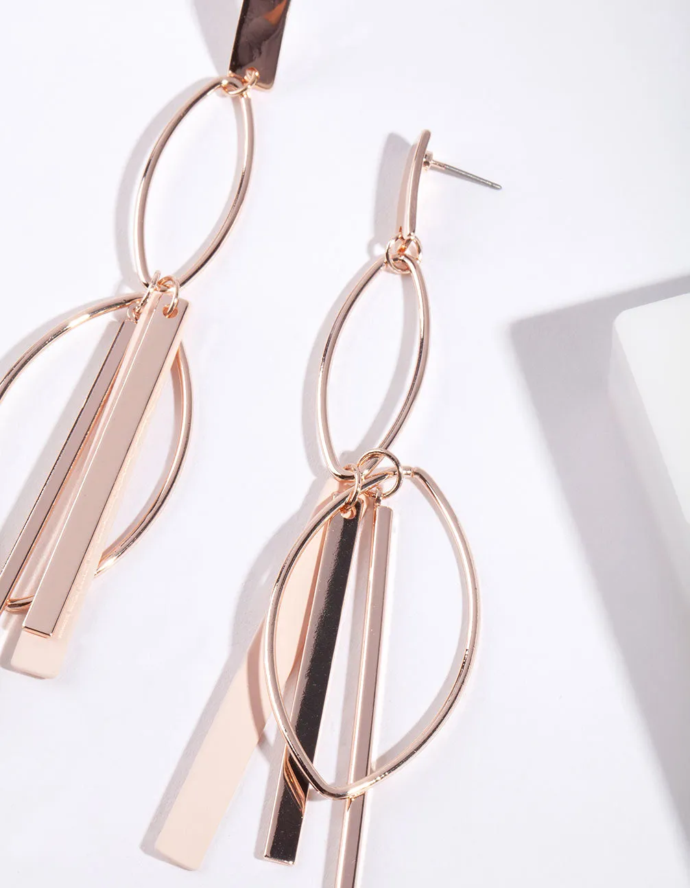 Blush And Rose Gold Geometric Drop Earring