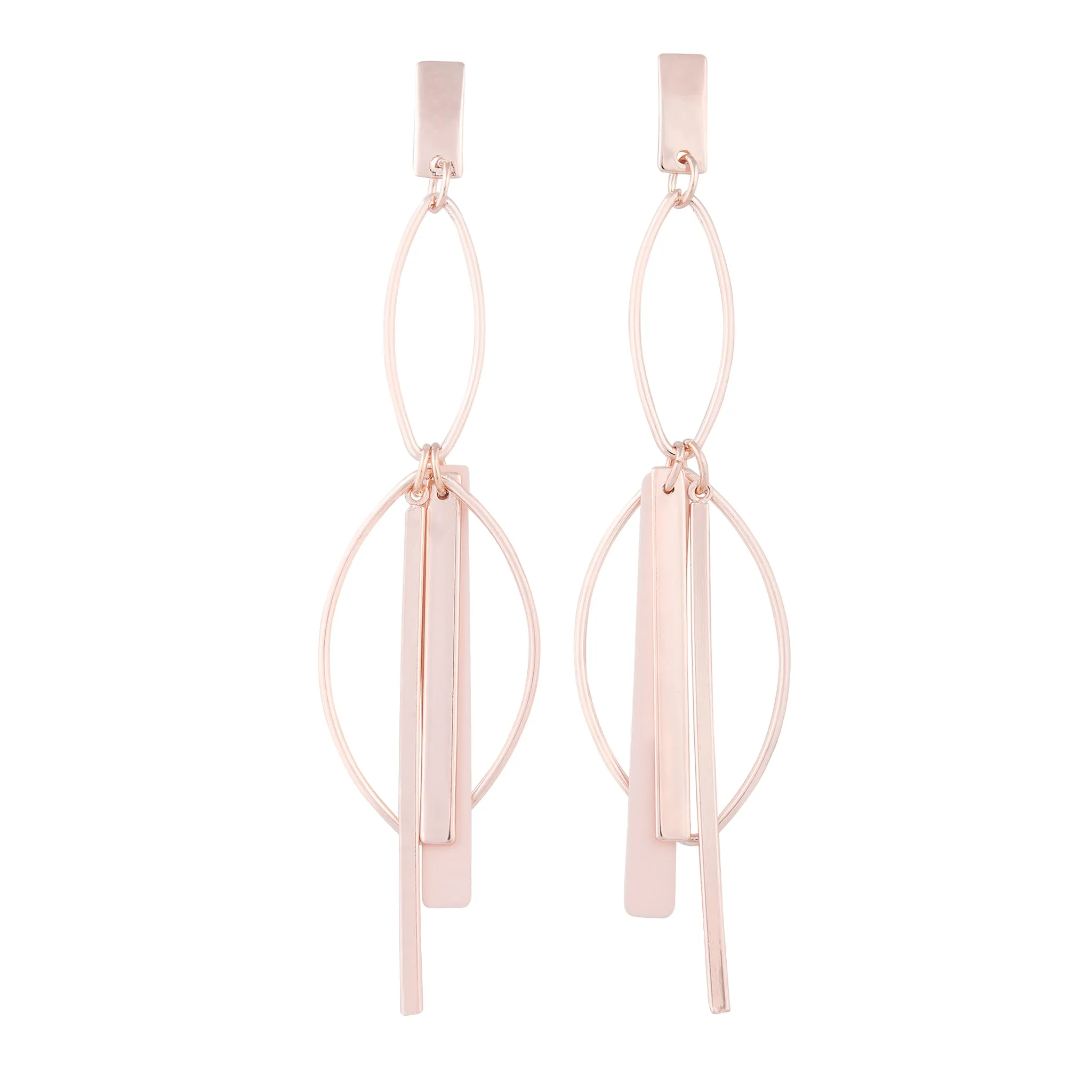 Blush And Rose Gold Geometric Drop Earring