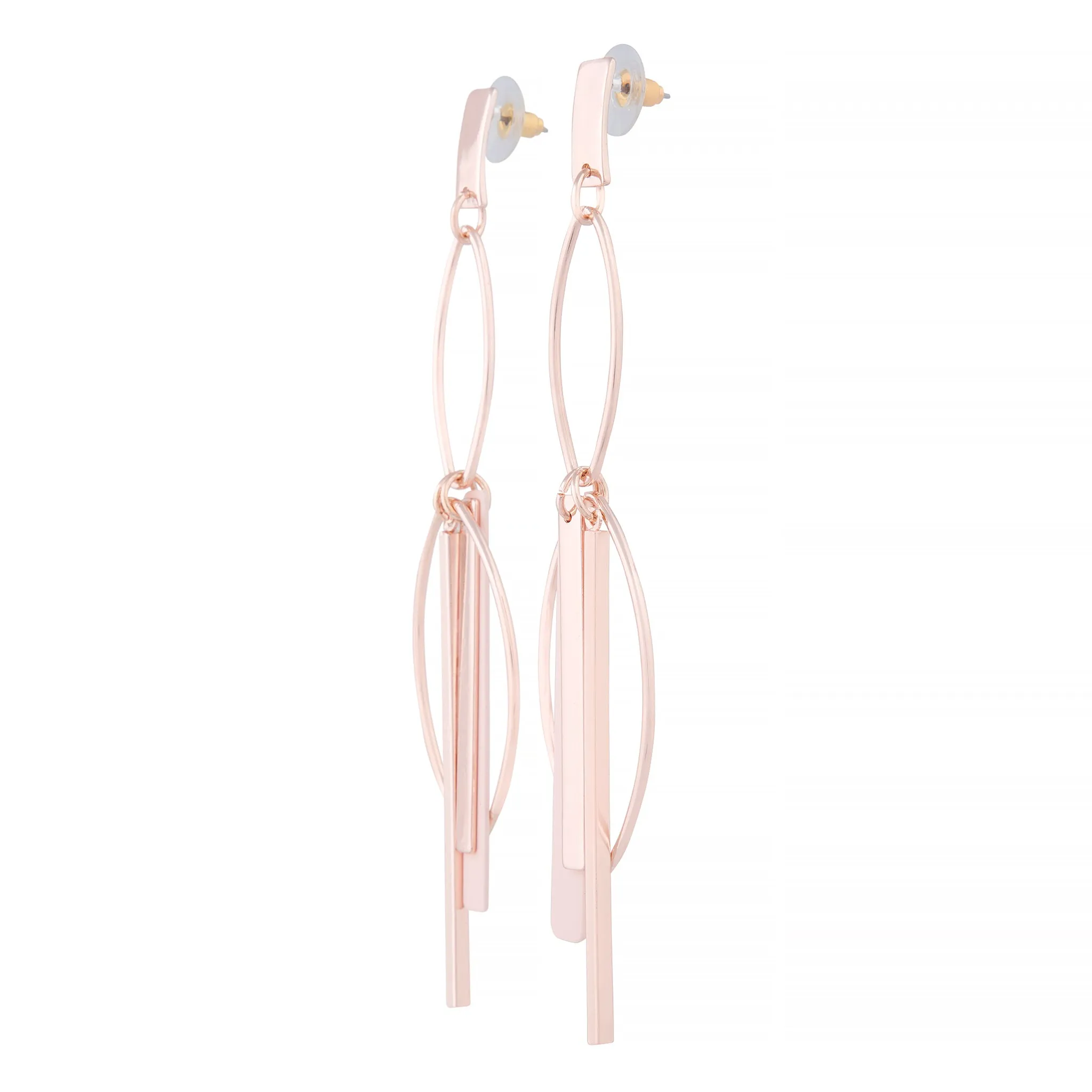 Blush And Rose Gold Geometric Drop Earring