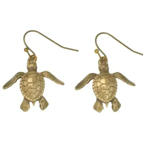 Bronze Baby Sea Turtle Drop Earrings Hatchling Dangle Drop Earrings- Turtle Jewelry, Gifts for Turtle Lovers, Boho Jewelry