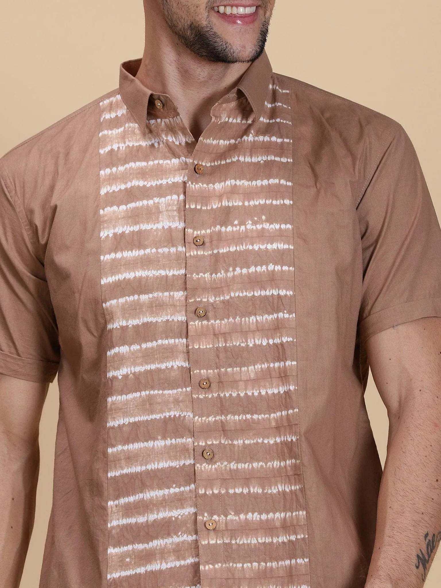 Brown  Tie & Dye Men Shirt